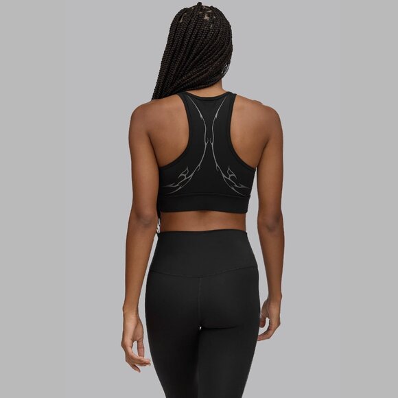 VEYND | V-Sculpt Graphic High Neck Sports Bra - Black - Picture 9 of 12